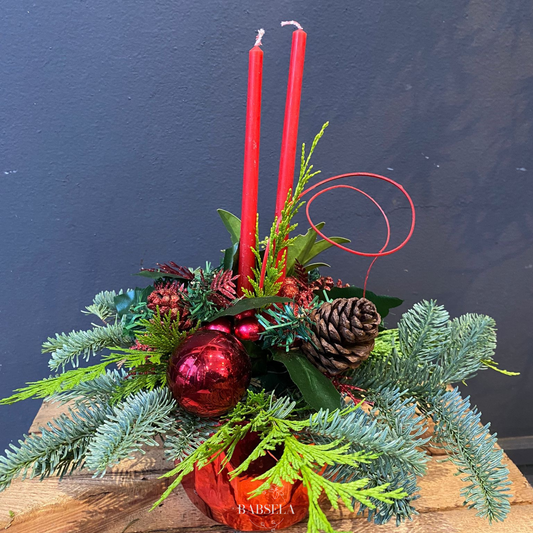 Crimson Glow Christmas Centerpiece