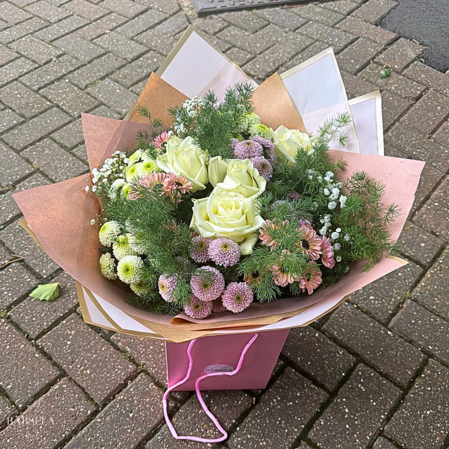 soft white pink bouquet